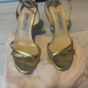 Jimmy Choo Gold Strappy Sandals